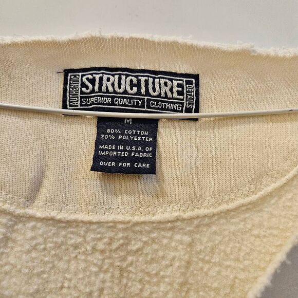 Structure USA V Neck pullover creme light sweater size M - Picture 3 of 5
